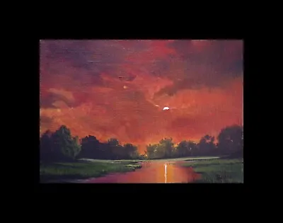 Original Oil Painting By Award Winning Artist Bumo     Fall Marsh       5x7  • $37