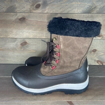 £57.43 • Buy Muck Boot Apres Womens Size 8 Boots Brown White Lined Waterproof Snow Shoes