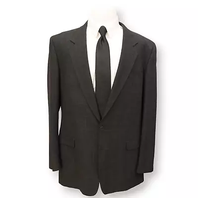 JOSEPH & FEISS Mens Charcoal Gray Plaid Sport Coat Suit Jacket Blazer 46 XL • $39.99
