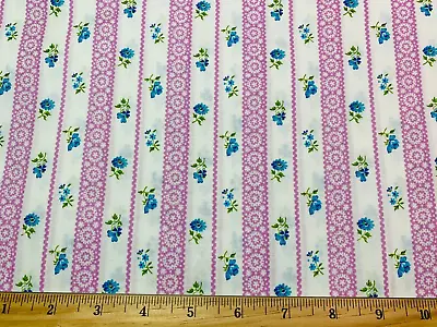 Vintage Cotton Fabric BEAUTIFUL Pillow Ticking Floral Stripes 36 W 1yd • $12.99