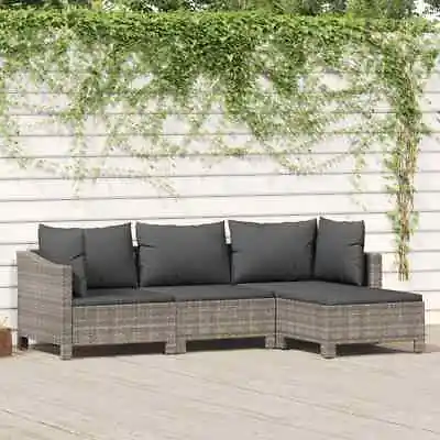 $322.99 • Buy Outdoor Furniture Sofa Set 4 Piece Middle Corner Sofa Grey Poly Rattan VidaXL