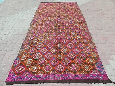 Vintage Turkish Rug Wool Kilim Boho Rug Floor Rug 55 X126  Area Rugs Carpet • $228.65