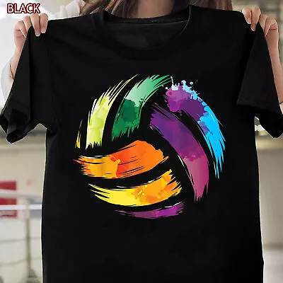 Colorful Volleyball T Shirt Cute Colorsplash Ball Gift T-Shirt For Women Men • $13.99