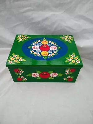 £25 • Buy Green Roses And Castles Hand Painted Wooden Jewelry / Vanity Box Barge Ware #01
