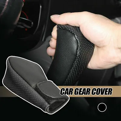 1x Car Gear Hand Shift Knob Cover PU Leather Handbrake Non-Slip Protector Black • $5.76