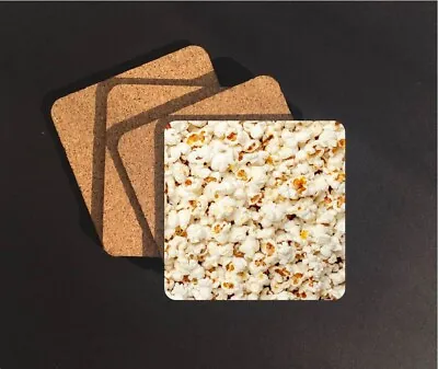 Drink Coasters Set Of 4 Popcorn Print Movies Cinema Theatre Fun Home Decor • $15.95
