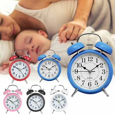 $17.47 • Buy Alarm Clock Retro Twin Bell Metal Desk Table Analog Clock With Night Light Home