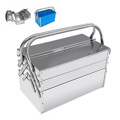Metal Cantilever Tool Box 3-Tier 5 Tray Fold Out Stainless Steel Tool Box • $50.39