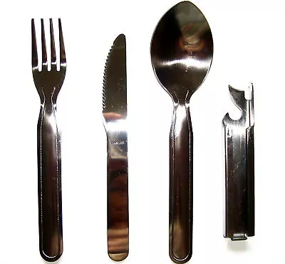 NATO SPEC KFS CUTLERY SET Knife Fork Spoon & Can Opener Tough Military Army Spec • £8.75