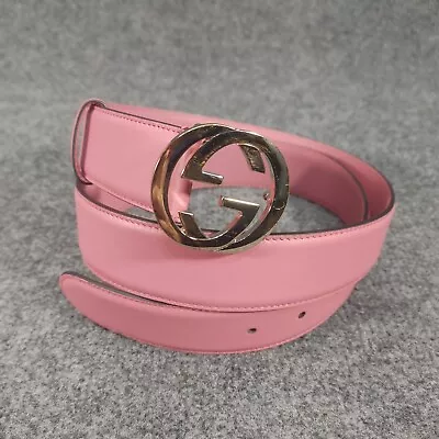 Gucci 546386 Interlocking 100/40 GG Belt Pink - Mauve Leather Logo Buckle 30  • $209