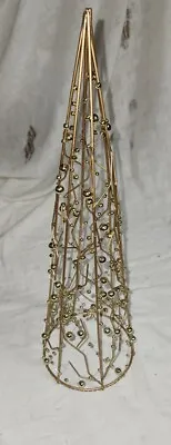 Metal Gold Color Shiny Holiday Christmas Cone  Tree  18 Inch Tall Decor Display • $19.99