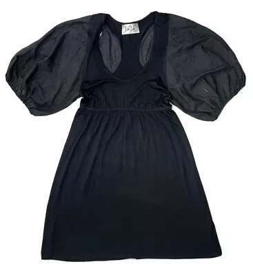 $15.39 • Buy VaVa By Joy Han Mini Dress Womens Size Small Gothic Peasant Puff Sleeve Black