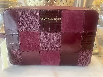 NWT Michael Kors Sinclair Signature MK Dark Berry Small Shopper Crossbody $328 • $149.99