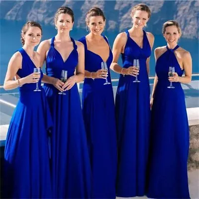UK Women's Long Maxi Dress Bridesmaid Multi Way Convertible Formal Evening Wrap • £13.48