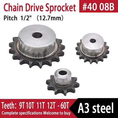 08B Chain Simplex Sprocket Tooth 9T To 60T Pitch 1/2  For #40 Chain Transmission • $13.55