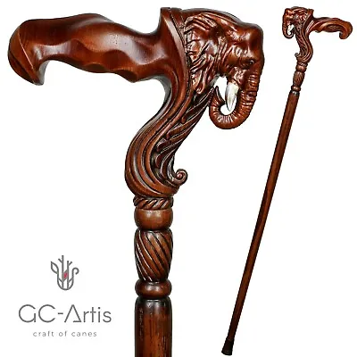 Elephant Wooden Cane Walking Stick For Men Ergonomic Handle Original GC-Artis  • $169