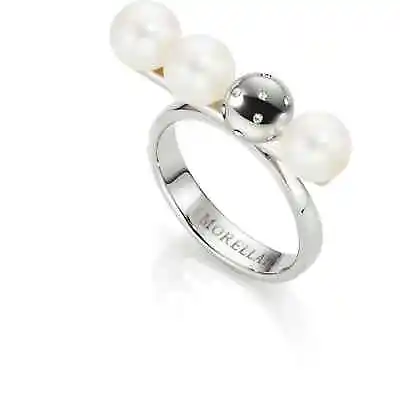 Morellato Women's Ring Size 16 Steel Natural Pearls Crystals Model Lunae • $38.96