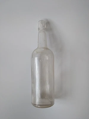 $15 • Buy Antique Whiskey 3 Piece Mold Hand Blown Clear Glass Bottle (Many Air Bubbles)