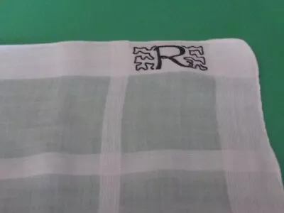 Vintage Mens Fine Quality Madeira Cotton Hand Rolled Monogram  R  Handkerchief • $9.99