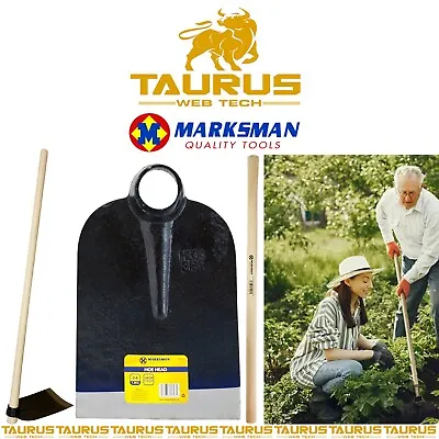 120 CM MARKSMAN WOODEN Beech Handle & 3 LB HOE HEAD Garden Digging Steel Tool UK • £8.95