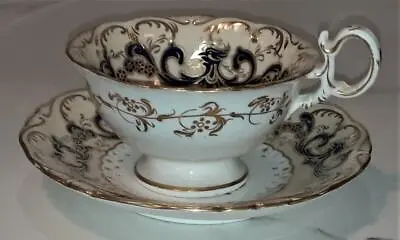 Exquisite Regency Adelaide Coalport Hand Painted Rococo Tea Cup & Saucer C 1830 • £28.50