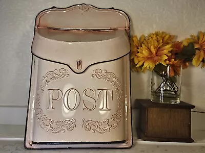 Large Decor Vintage Style Wall Mounted Embossed Pink Post Mailbox Lockable  • $19.99