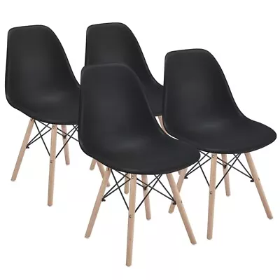 4PCS Dining Chairs Modern DSW Chairs Wood Legs & Metal Wires Plastic Chair Used • $46.99