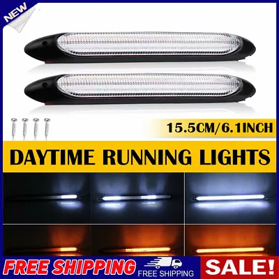 2PCS DRL LED Headlight Strip Light Daytime Running Sequential Turn Signal Lamp • £11.71