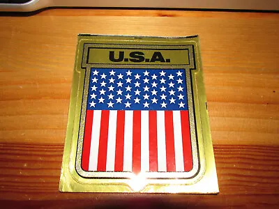 Vintage USA Flag Bumper Sticker - 3.5  X 3  - Gulf Oil Giveaway • $4.99