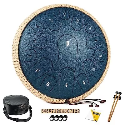 Steel Tongue Drum - 13 Inches 15 Notes Tongue Drum - Hand Pan Drum With Music... • $82.95