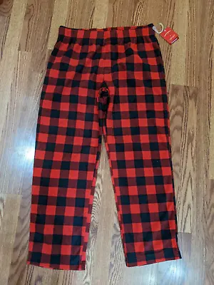 New Men's Wondershop Fleece Pj Pants Black Red Check Plaid Sz L Nwt Holiday • $12