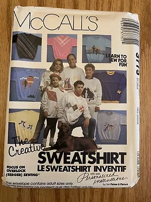 Vintage 80's Uncut McCall's #3775 Misses/Mens The Creative Sweatshirt XS-XL  (R) • $5