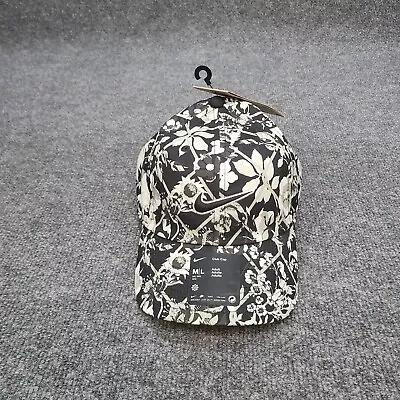 Nike Hat Club Cap Strapback Medium M/L Black White Floral Adult Unisex New H9 • $24.99