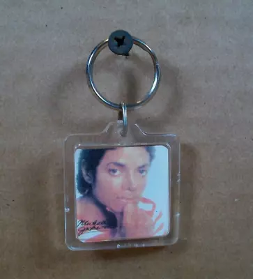 1986 Michael Jackson Keychain ~ Double Sided ~ 1.5  Square ~ NOS • $0.99