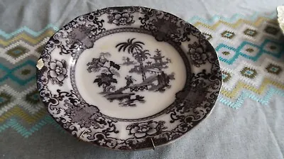 Antique 1840s T R Boote Shapoo Pattern Dark Blue Flow Plate 10.5  Chipped Edge • $77.60