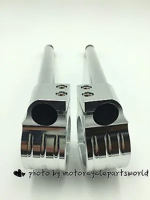 Silver 35mm Cafe Racer Bar 7/8  Motorcycle Universal Clip-On Handlebar Fork Tube • $38.88