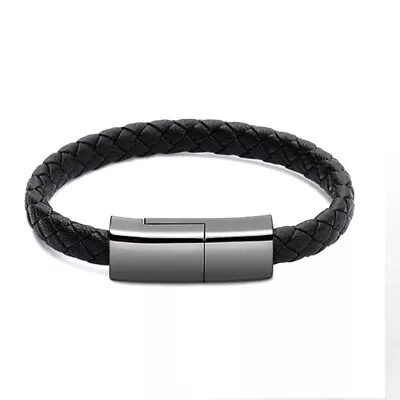 Leather Bracelet Charger USB Charging Cable Braided Cords Portable Travel 8'85'' • $6.89