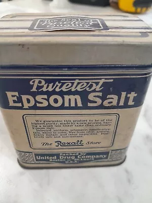 Vintage Puretest Epsom Salt Can 1940s The Rexall Store • $12