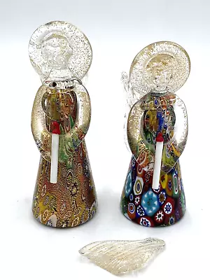 Vtg Murano Millefiori Italian Art Glass Angel Figurine Aventurine Gold Core FLAW • $89