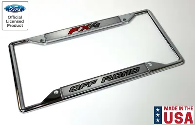 License Plate Frame - Chrome W/  Off Road  Script Logo For Ford F-150 FX4 • $28.95