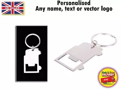 Car Shape Bottle Opener Keyring Personalised Name Text Birthday Father`s Day • £5.99