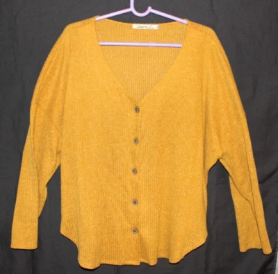 $13.90 • Buy Women's 3X Cardigan Yellow Gold Button Front V-neck Long Sleeves Liberty Love