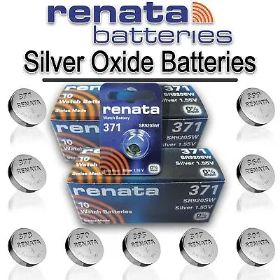 10x All Sizes Renata Watch Battery Swiss Made Silver Oxide Renata Batteries Cell • £7.19