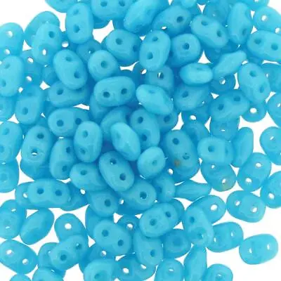 Czech Super Duo Two-hole Seed Beads 5x2.5mm Opq Turquoise Blue 22.5GM • $5.29