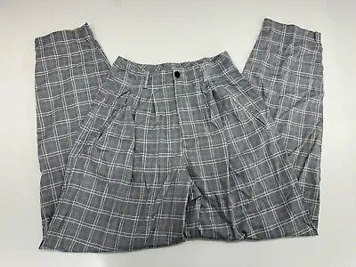 Ollie Womens Vintage Pants Size 6 Gray Plaid High Rise Pleated • $29.98