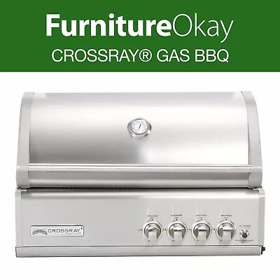 CROSSRAY® 4-Burner Inbuilt Gas BBQ Stainless Steel Outdoor Barbecue Grill • $1499