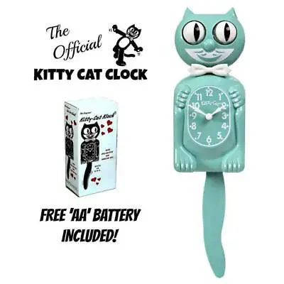 OCEAN WAVES KITTY CAT CLOCK (3/4 Size) 12.75  Green Free Battery Kit-Cat Klock • $59.99