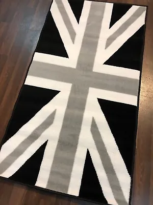  New Mats/rugs Novelty Designs 80cmx150cm Bargain Black/silver/white Union Jack  • £19.99