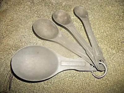 Set Of 4 Vintage Aluminum Measuring Spoons - Raised Measurements • $9.99