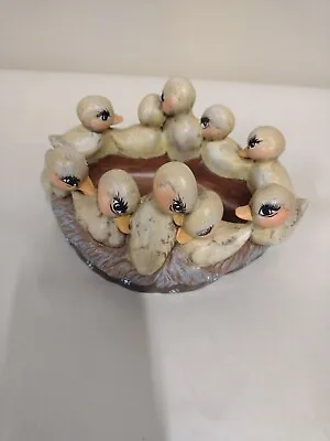 Vintage Hand Painted Ceramic Ducklings Candy/Nuts Dish Or Planter • $6.99